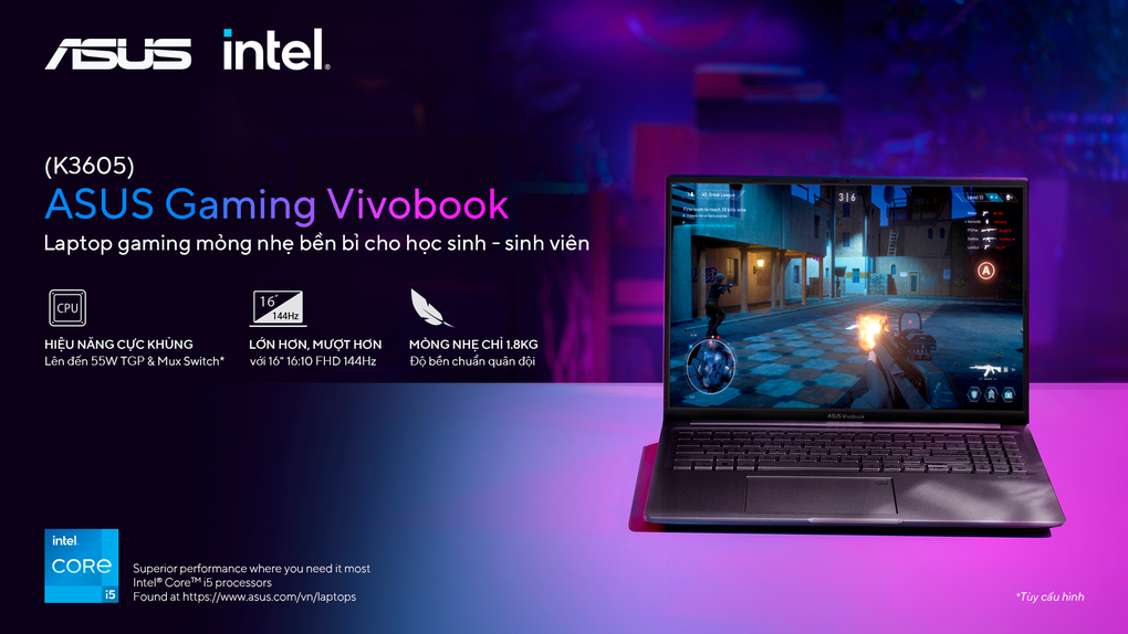 ASUS Gaming Vivobook K3605 - chiếc laptop gaming mỏng nhẹ dành cho học sinh, sinh viên - 5